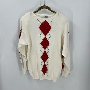 Pringle of Scotland, vintage, argyle print, cotton sweater L